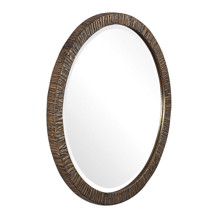 Uttermost - Wayde Gold Bark Round Mirror - 09459 - GreatFurnitureDeal