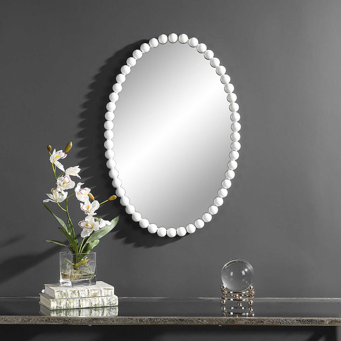 Uttermost - Serna White Oval Mirror - 09874 - GreatFurnitureDeal