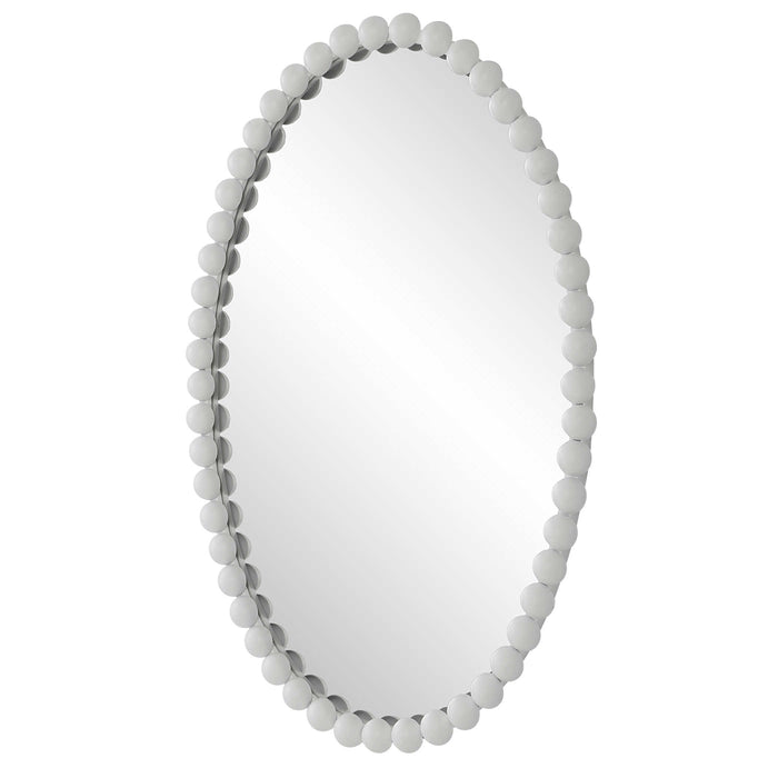Uttermost - Serna White Oval Mirror - 09874 - GreatFurnitureDeal