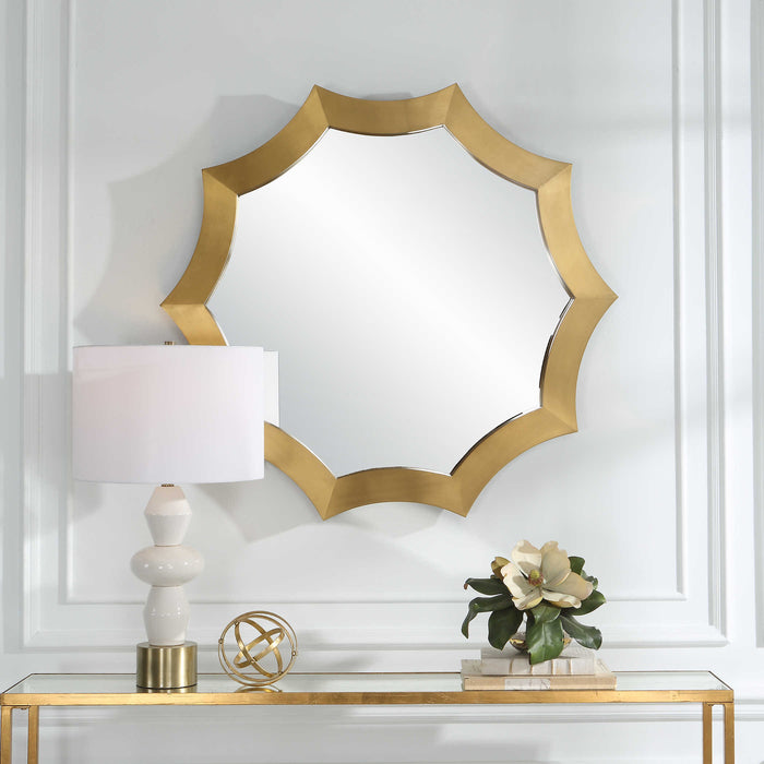 Uttermost - Flare Brushed Brass Round Mirror - 09906