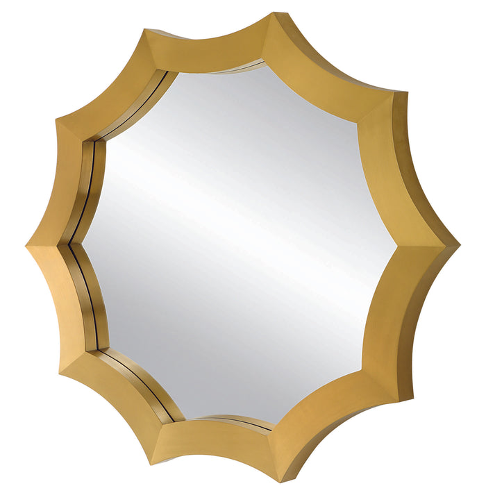 Uttermost - Flare Brushed Brass Round Mirror - 09906 - GreatFurnitureDeal