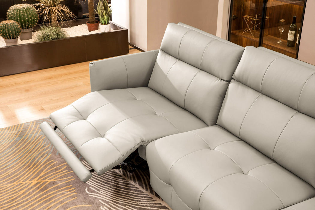 VIG Furniture - Divani Casa Joliet - Modern Light Grey Leather 4-Seater Sofa w/ Two Recliners - VGBNS-1895-LTGRY - GreatFurnitureDeal