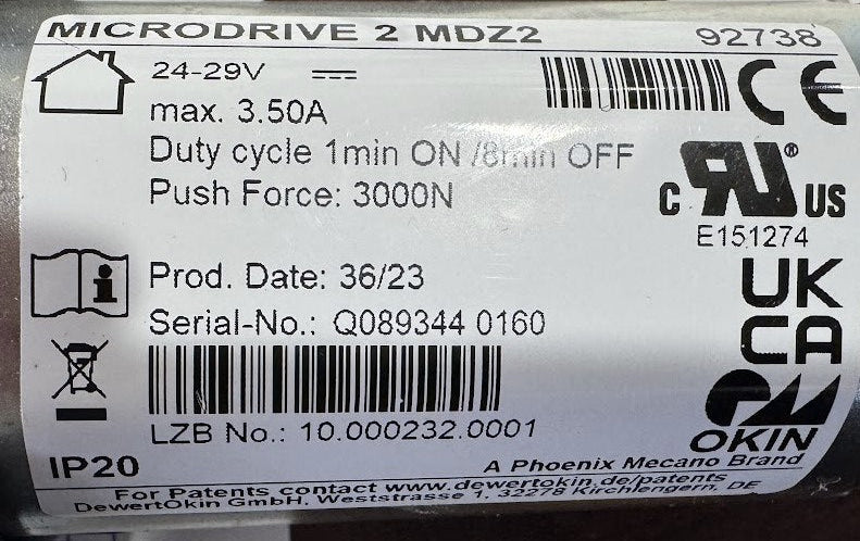 La-Z-Boy Power Linear Actuator Replacement Power Headrest Motor - 10.000232.0001 - Okin 92738 - GreatFurnitureDeal