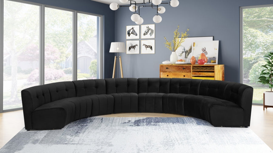 Meridian Furniture - Limitless 174.5" Velvet Upholstered 8 Piece Modular Sectional - 645Black-8PC - GreatFurnitureDeal