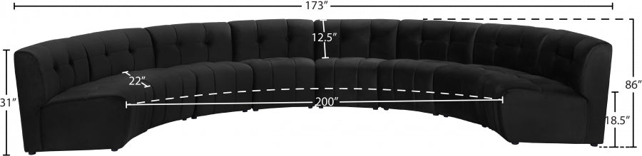 Meridian Furniture - Limitless 174.5" Velvet Upholstered 8 Piece Modular Sectional - 645Black-8PC - GreatFurnitureDeal