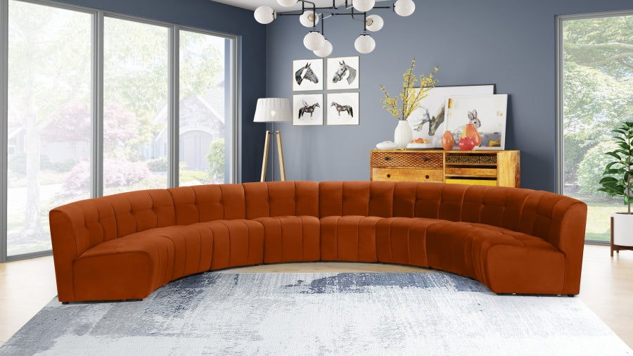 Meridian Furniture - Limitless 174.5" Velvet Upholstered 8 Piece Modular Sectional - 645Cognac-8PC - GreatFurnitureDeal