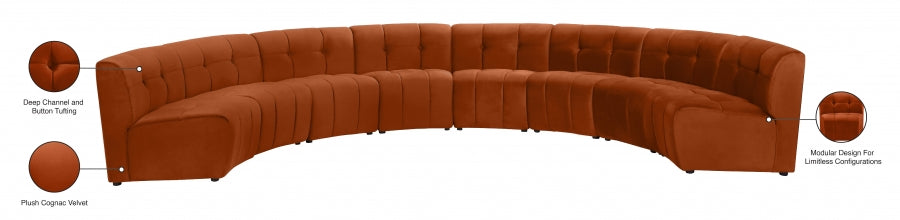Meridian Furniture - Limitless 174.5" Velvet Upholstered 8 Piece Modular Sectional - 645Cognac-8PC - GreatFurnitureDeal