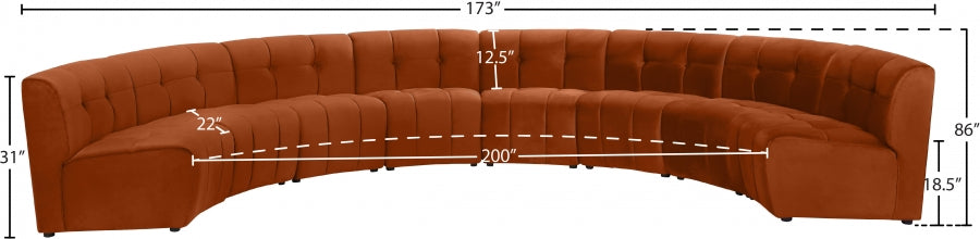 Meridian Furniture - Limitless 174.5" Velvet Upholstered 8 Piece Modular Sectional - 645Cognac-8PC - GreatFurnitureDeal