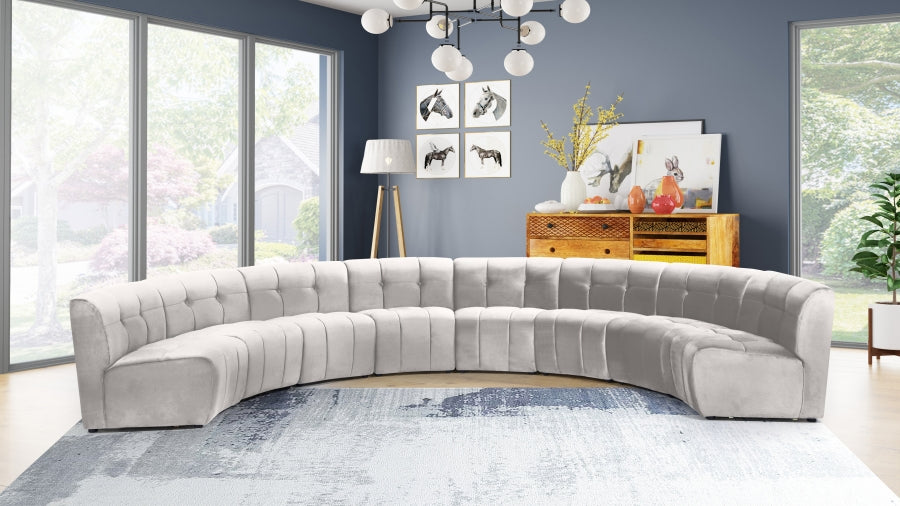 Meridian Furniture - Limitless 174.5" Velvet Upholstered 8 Piece Modular Sectional - 645Cream-8PC - GreatFurnitureDeal