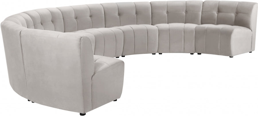 Meridian Furniture - Limitless 174.5" Velvet Upholstered 8 Piece Modular Sectional - 645Cream-8PC - GreatFurnitureDeal