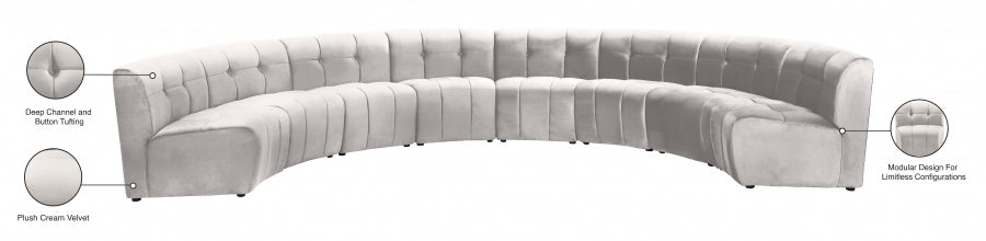 Meridian Furniture - Limitless 174.5" Velvet Upholstered 8 Piece Modular Sectional - 645Cream-8PC - GreatFurnitureDeal