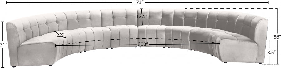 Meridian Furniture - Limitless 174.5" Velvet Upholstered 8 Piece Modular Sectional - 645Cream-8PC - GreatFurnitureDeal