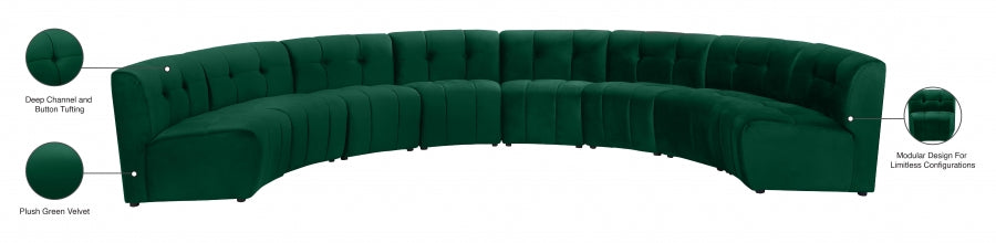 Meridian Furniture - Limitless 174.5" Velvet Upholstered 8 Piece Modular Sectional - 645Green-8PC - GreatFurnitureDeal