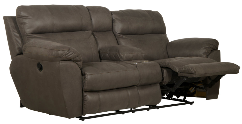 Catnapper - Atlas Reclining Console Loveseat in Charcoal - 1009-CHARCOAL - GreatFurnitureDeal