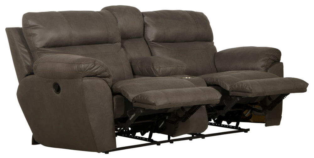 Catnapper - Atlas Reclining Console Loveseat in Charcoal - 1009-CHARCOAL - GreatFurnitureDeal