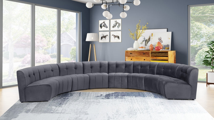 Meridian Furniture - Limitless 174.5" Velvet Upholstered 8 Piece Modular Sectional - 645Grey-8PC - GreatFurnitureDeal