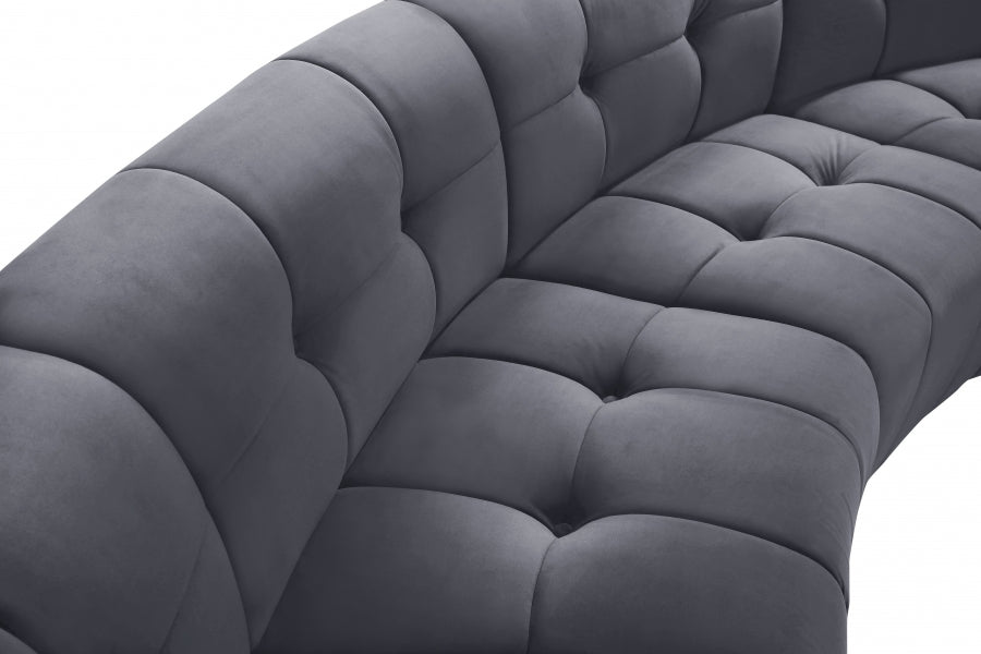 Meridian Furniture - Limitless 174.5" Velvet Upholstered 8 Piece Modular Sectional - 645Grey-8PC - GreatFurnitureDeal