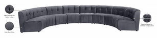Meridian Furniture - Limitless 174.5" Velvet Upholstered 8 Piece Modular Sectional - 645Grey-8PC - GreatFurnitureDeal