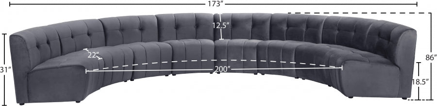Meridian Furniture - Limitless 174.5" Velvet Upholstered 8 Piece Modular Sectional - 645Grey-8PC - GreatFurnitureDeal