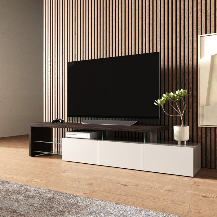 VIG Furniture - Modrest Loreta Modern Smoked Oak TV Stand - VGHB-377F-SOAK - GreatFurnitureDeal