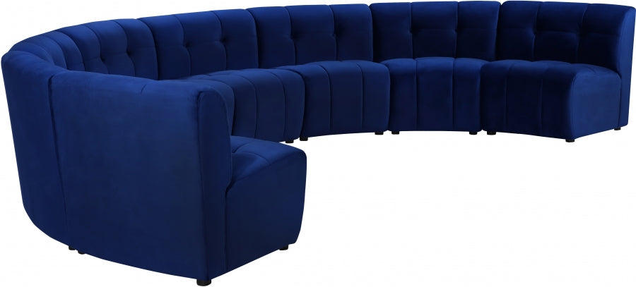 Meridian Furniture - Limitless 174.5" Velvet Upholstered 8 Piece Modular Sectional - 645Navy-8PC - GreatFurnitureDeal
