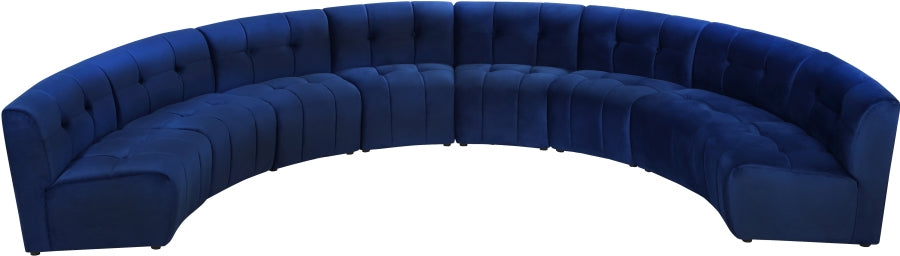 Meridian Furniture - Limitless 174.5" Velvet Upholstered 8 Piece Modular Sectional - 645Navy-8PC - GreatFurnitureDeal