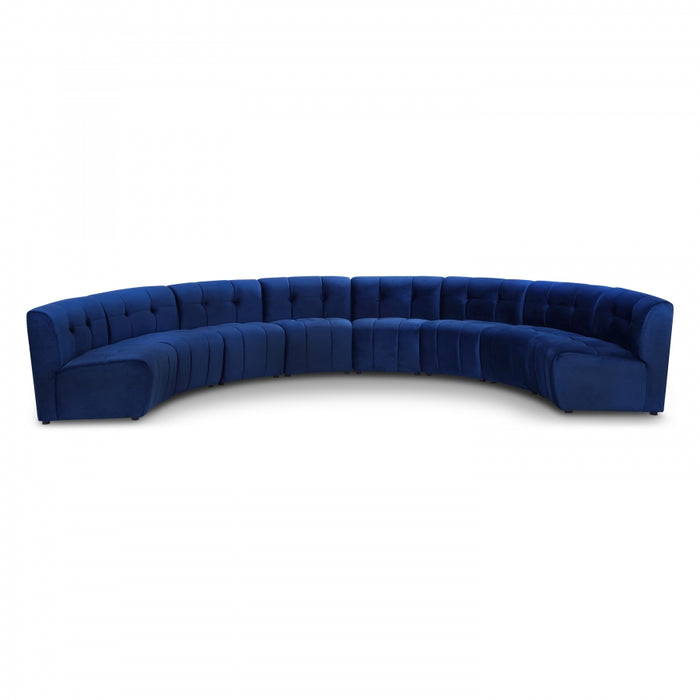 Meridian Furniture - Limitless 174.5" Velvet Upholstered 8 Piece Modular Sectional - 645Navy-8PC - GreatFurnitureDeal