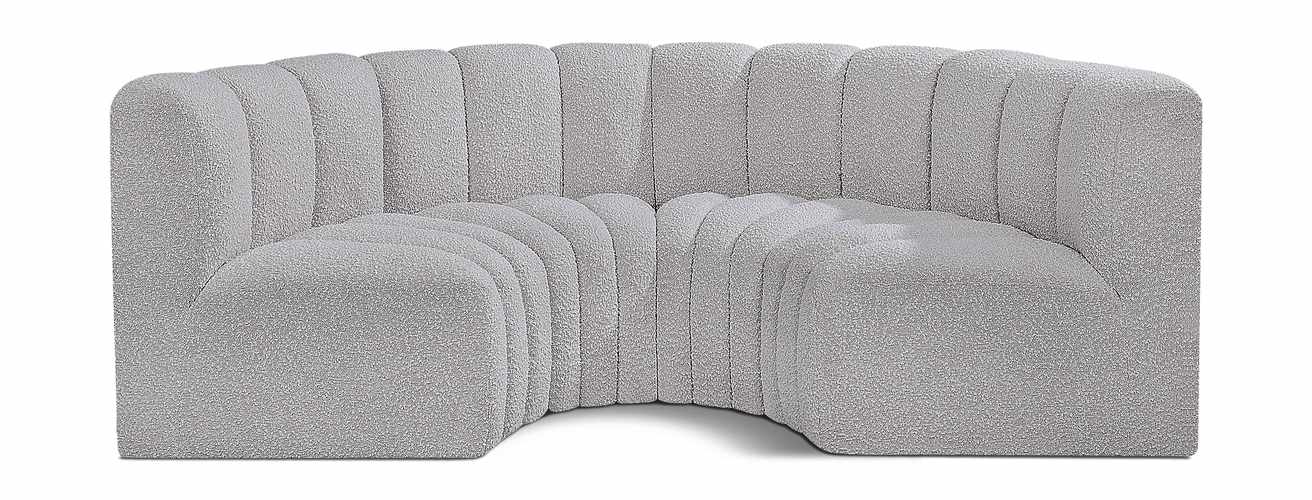 Meridian Furniture - Arc 88" Grey Boucle Fabric Upholstered 4pc. Sectional - 102Grey-S4C - GreatFurnitureDeal