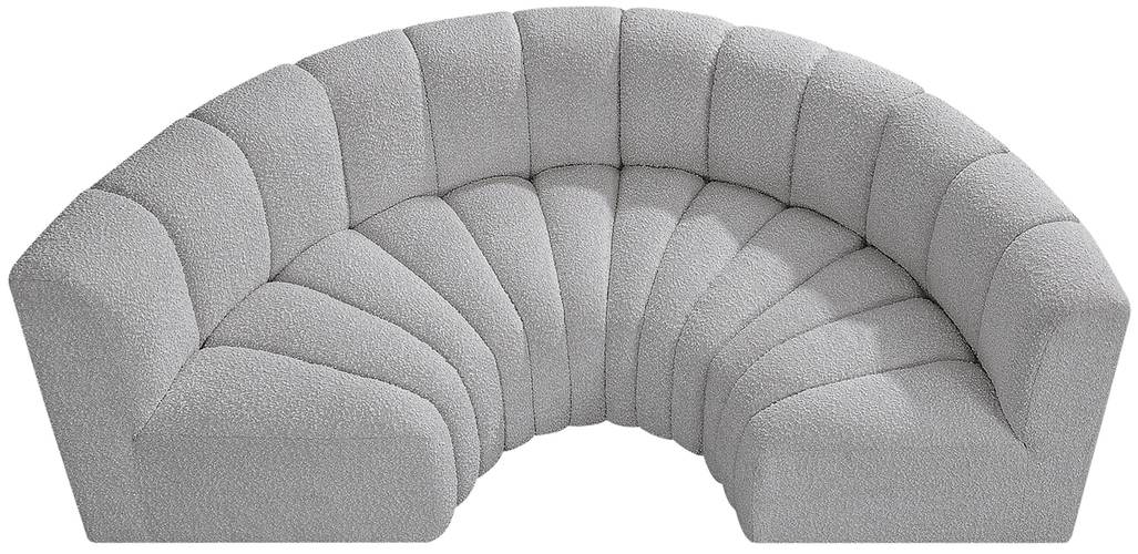 Meridian Furniture - Arc 88" Grey Boucle Fabric Upholstered 4pc. Sectional - 102Grey-S4C - GreatFurnitureDeal