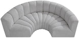 Meridian Furniture - Arc 88" Grey Boucle Fabric Upholstered 4pc. Sectional - 102Grey-S4C - GreatFurnitureDeal