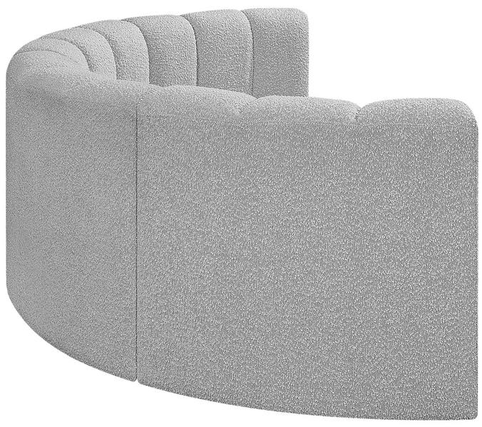 Meridian Furniture - Arc 88" Grey Boucle Fabric Upholstered 4pc. Sectional - 102Grey-S4C - GreatFurnitureDeal