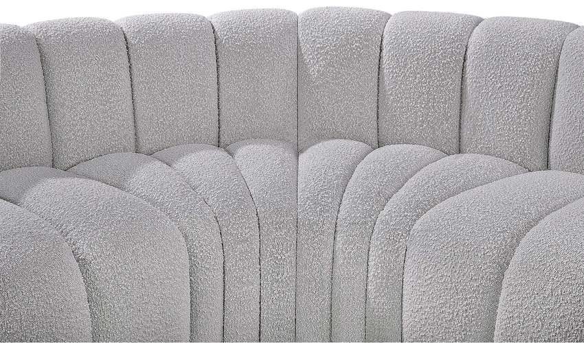 Meridian Furniture - Arc 88" Grey Boucle Fabric Upholstered 4pc. Sectional - 102Grey-S4C - GreatFurnitureDeal