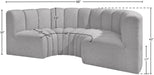 Meridian Furniture - Arc 88" Grey Boucle Fabric Upholstered 4pc. Sectional - 102Grey-S4C - GreatFurnitureDeal