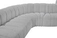 Meridian Furniture - Arc 170" Grey Boucle Fabric Upholstered 7pc. Sectional - 102Grey-S7C - GreatFurnitureDeal