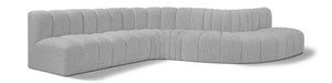 Meridian Furniture - Arc 170" Grey Boucle Fabric Upholstered 7pc. Sectional - 102Grey-S7C - GreatFurnitureDeal