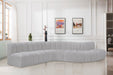 Meridian Furniture - Arc 170" Grey Boucle Fabric Upholstered 7pc. Sectional - 102Grey-S7C - GreatFurnitureDeal