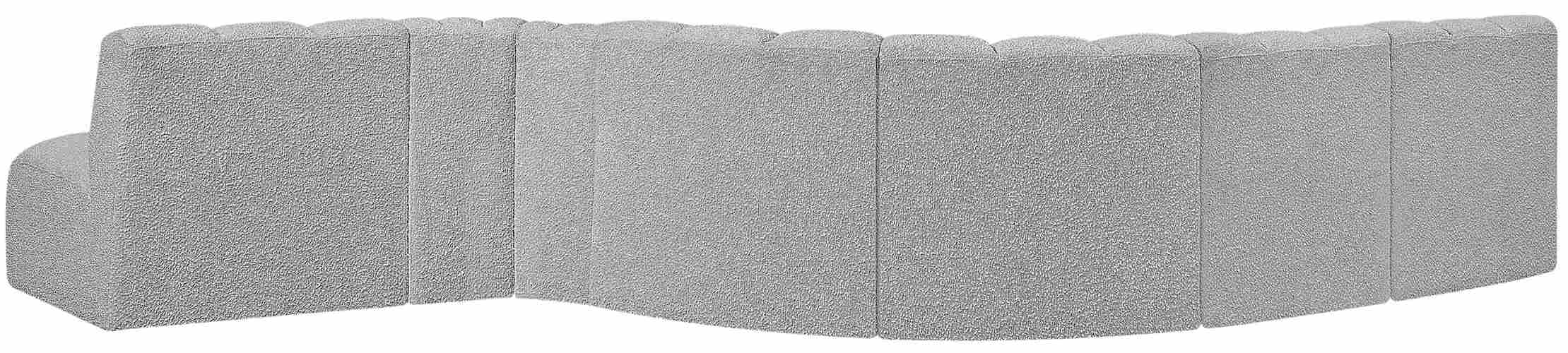 Meridian Furniture - Arc 170" Grey Boucle Fabric Upholstered 7pc. Sectional - 102Grey-S7C - GreatFurnitureDeal