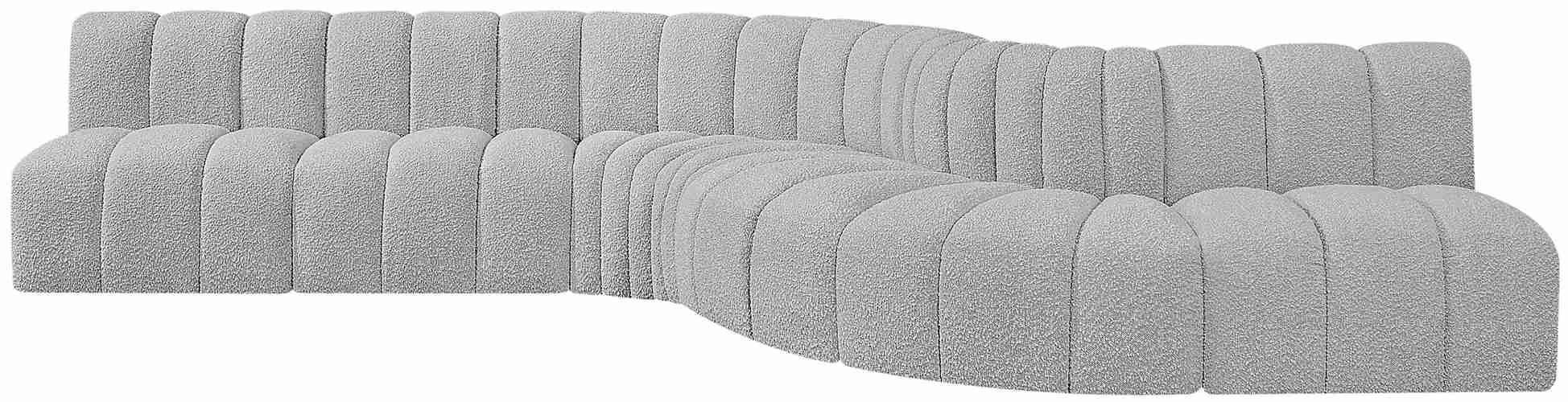 Meridian Furniture - Arc 170" Grey Boucle Fabric Upholstered 7pc. Sectional - 102Grey-S7C - GreatFurnitureDeal