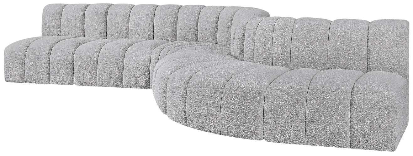 Meridian Furniture - Arc 170" Grey Boucle Fabric Upholstered 7pc. Sectional - 102Grey-S7C - GreatFurnitureDeal