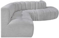 Meridian Furniture - Arc 170" Grey Boucle Fabric Upholstered 7pc. Sectional - 102Grey-S7C - GreatFurnitureDeal