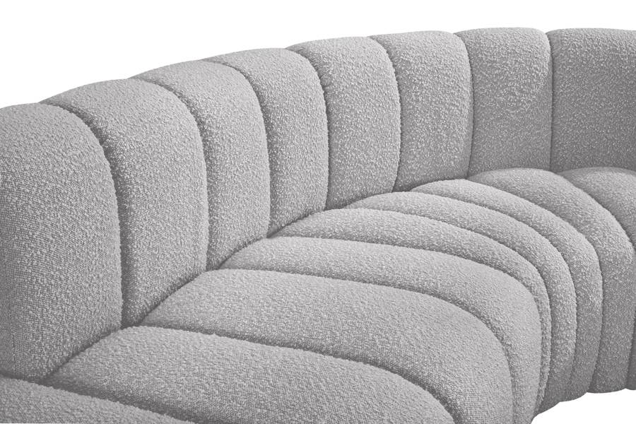 Meridian Furniture - Arc 170" Grey Boucle Fabric Upholstered 7pc. Sectional - 102Grey-S7C - GreatFurnitureDeal