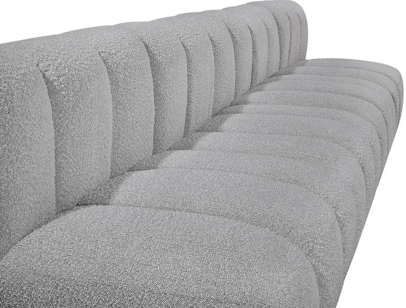 Meridian Furniture - Arc 170" Grey Boucle Fabric Upholstered 7pc. Sectional - 102Grey-S7C - GreatFurnitureDeal