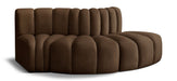 Meridian Furniture - Arc 77" Brown Velvet Upholstered 3pc. Sectional - 103Brown-S3E - GreatFurnitureDeal