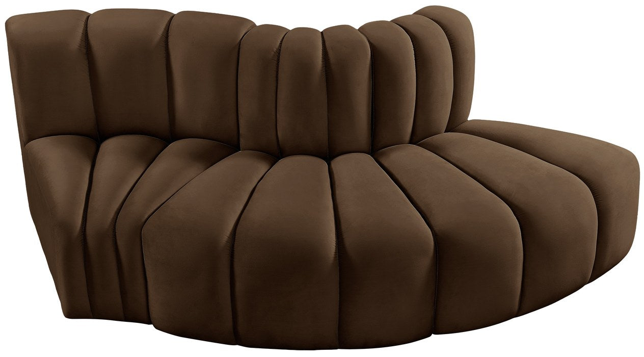 Meridian Furniture - Arc 77" Brown Velvet Upholstered 3pc. Sectional - 103Brown-S3E - GreatFurnitureDeal