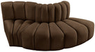 Meridian Furniture - Arc 77" Brown Velvet Upholstered 3pc. Sectional - 103Brown-S3E - GreatFurnitureDeal