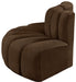 Meridian Furniture - Arc 77" Brown Velvet Upholstered 3pc. Sectional - 103Brown-S3E - GreatFurnitureDeal