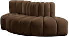 Meridian Furniture - Arc 77" Brown Velvet Upholstered 3pc. Sectional - 103Brown-S3E - GreatFurnitureDeal