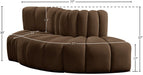 Meridian Furniture - Arc 77" Brown Velvet Upholstered 3pc. Sectional - 103Brown-S3E - GreatFurnitureDeal