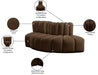 Meridian Furniture - Arc 77" Brown Velvet Upholstered 3pc. Sectional - 103Brown-S3E - GreatFurnitureDeal