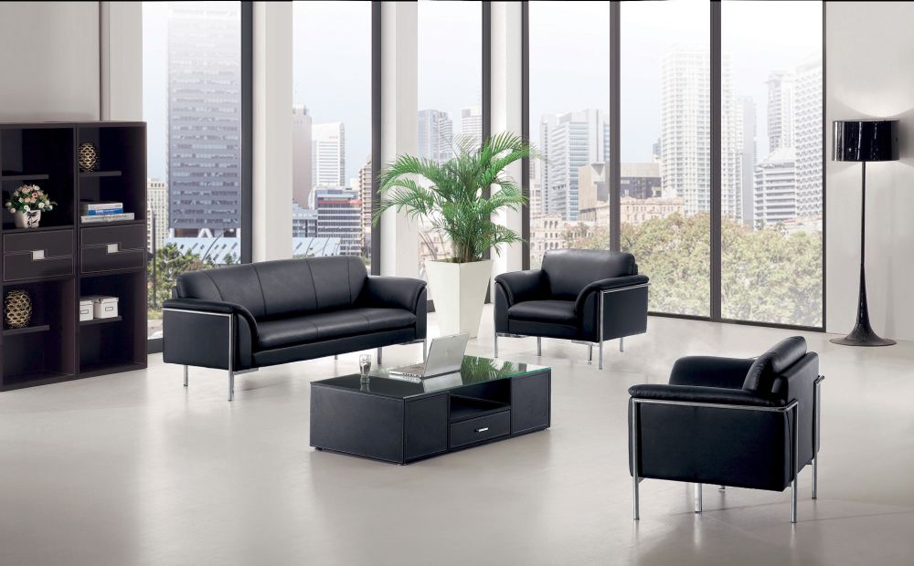 American Eagle Furniture - 104 Waiting Room Black Sofa and Chair x 2 Set - 104